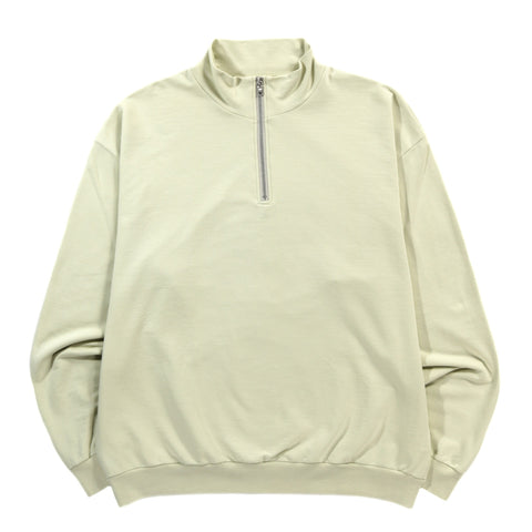 AURALEE ELASTIC HIGH GAUGE SWEAT HALF ZIP P/O PISTACHIO