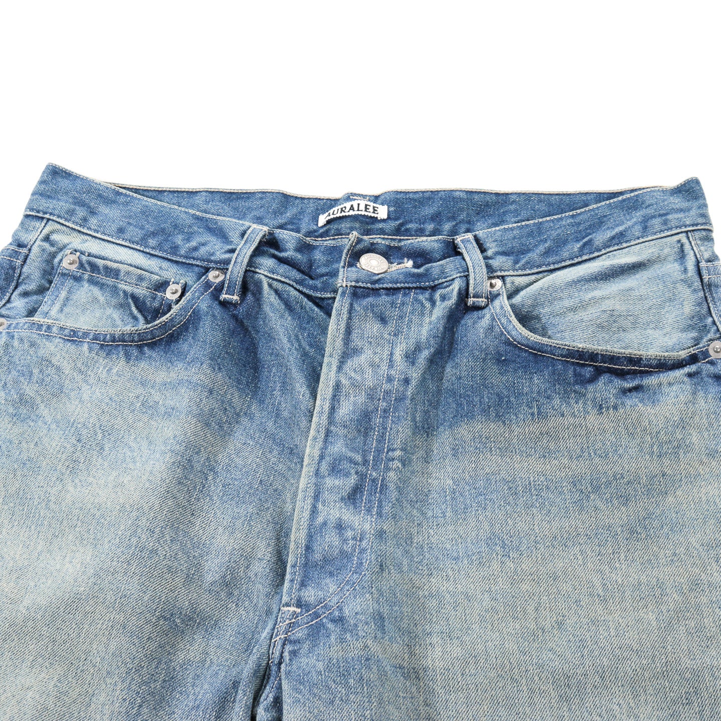 AURALEE SELVEDGE FADED HEAVY DENIM WIDE PANTS FADED INDIGO