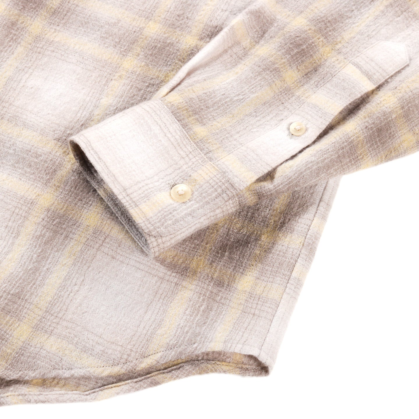 AURALEE AIRY WOOL CHECK SHIRT YELLOW GRAY CHECK