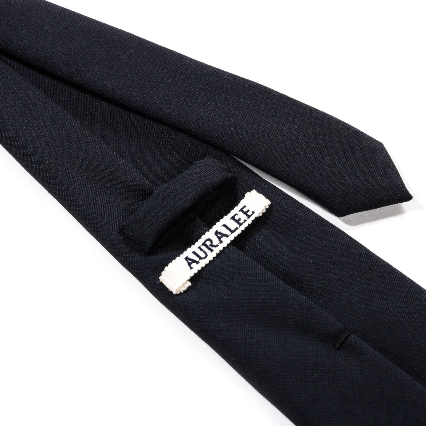 AURALEE WOOL KID MOHAIR HOP SACK TIE DARK NAVY