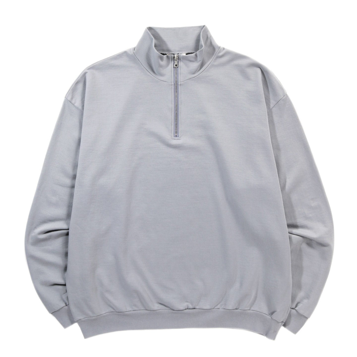 AURALEE ELASTIC HIGH GAUGE SWEAT HALF ZIP P/O ASH GRAY