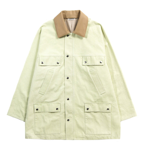 AURALEE WASHED ORGANIC CANVAS HUNTING BLOUSON LIME GREEN