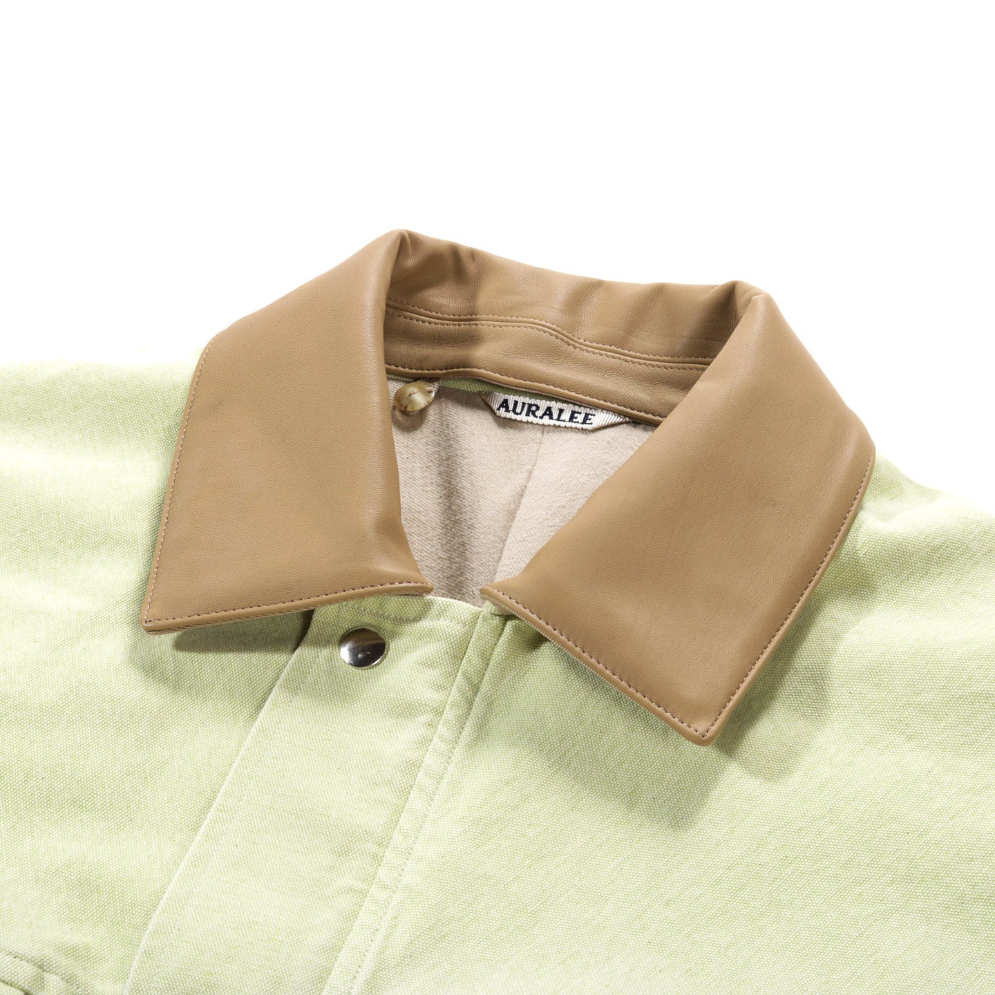 AURALEE WASHED ORGANIC CANVAS HUNTING BLOUSON LIME GREEN