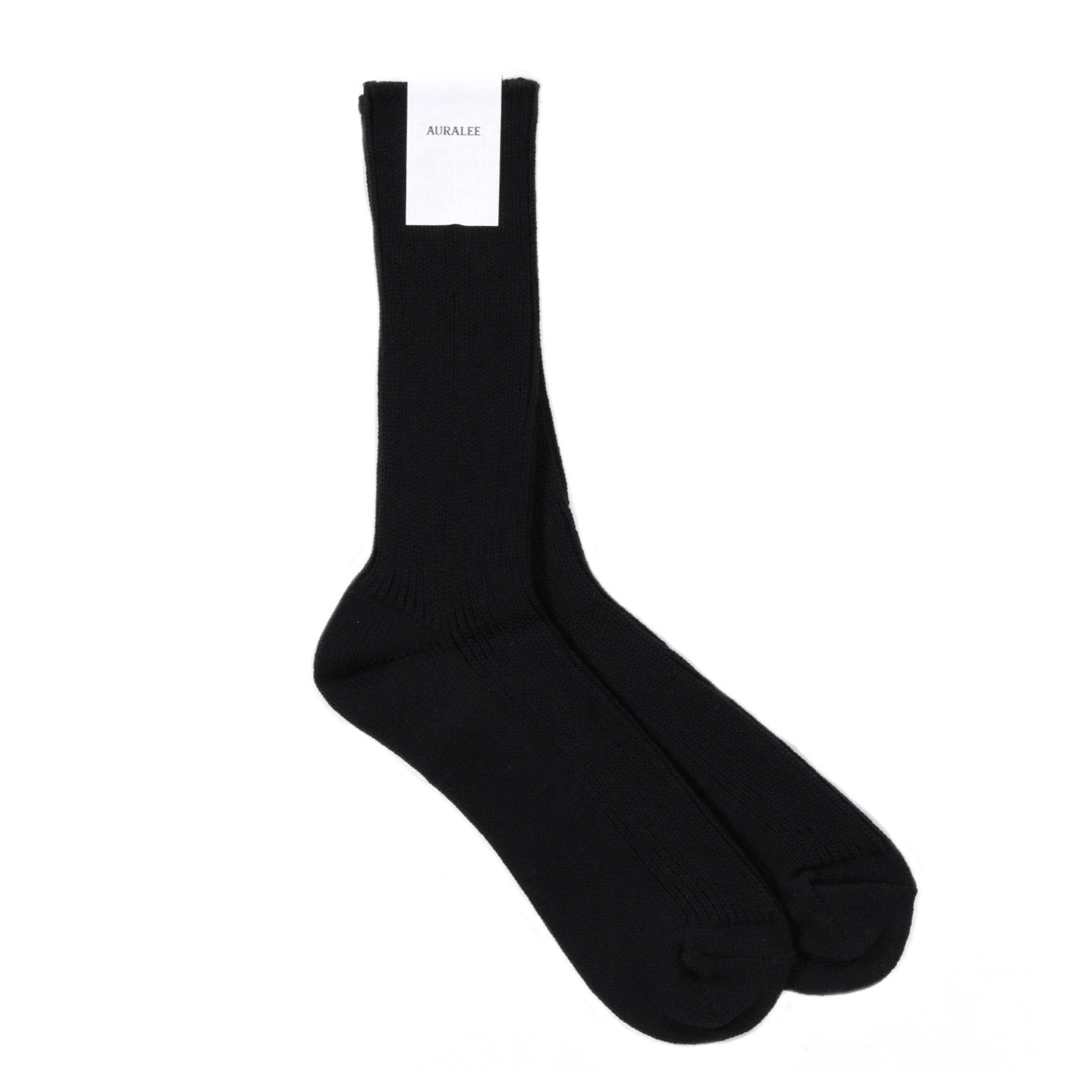 AURALEE COTTON CASHMERE LOW GAUGE SOCKS BLACK