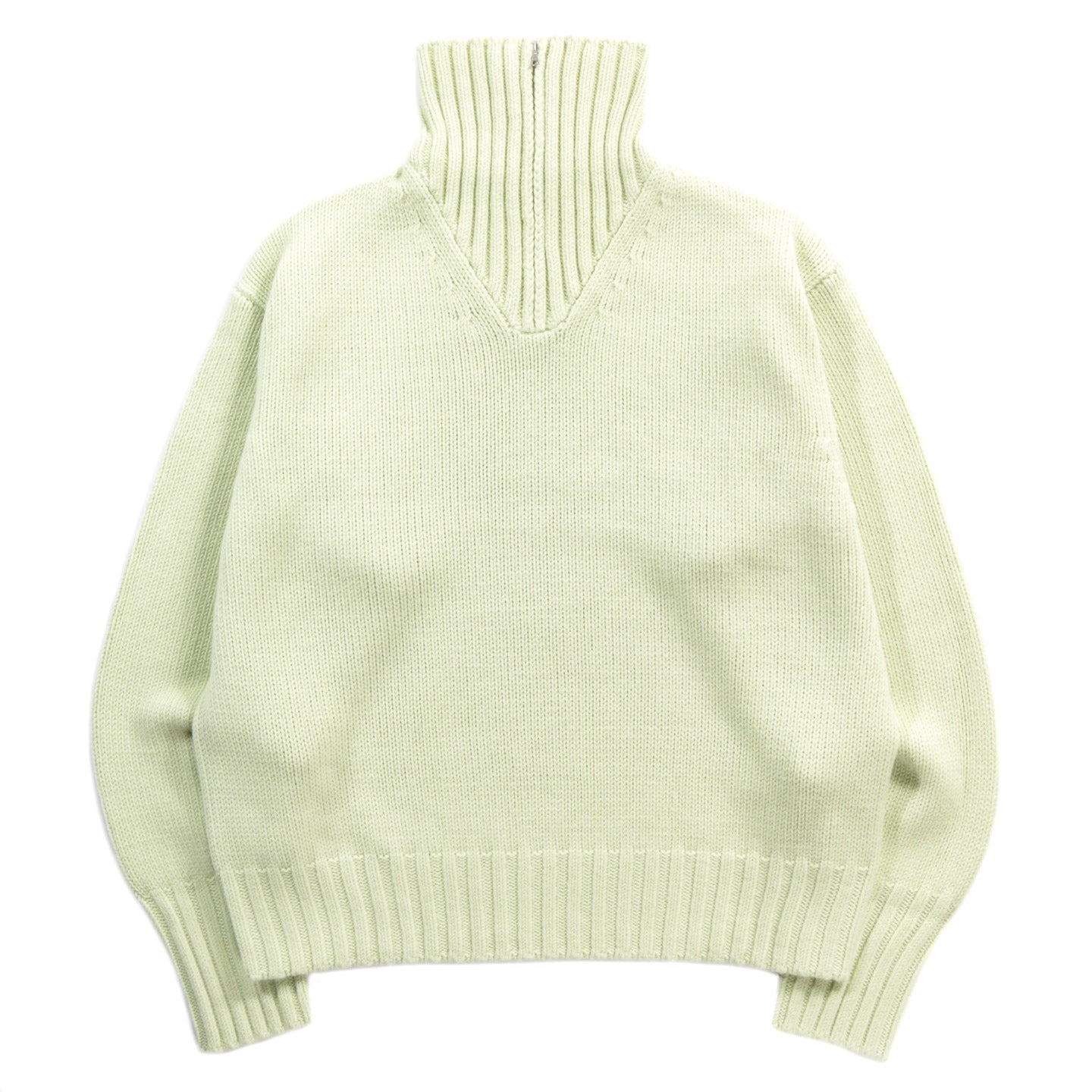 AURALEE WOOL SOFT CORD KNIT HALF ZIP PULLOVER LIGHT LIME