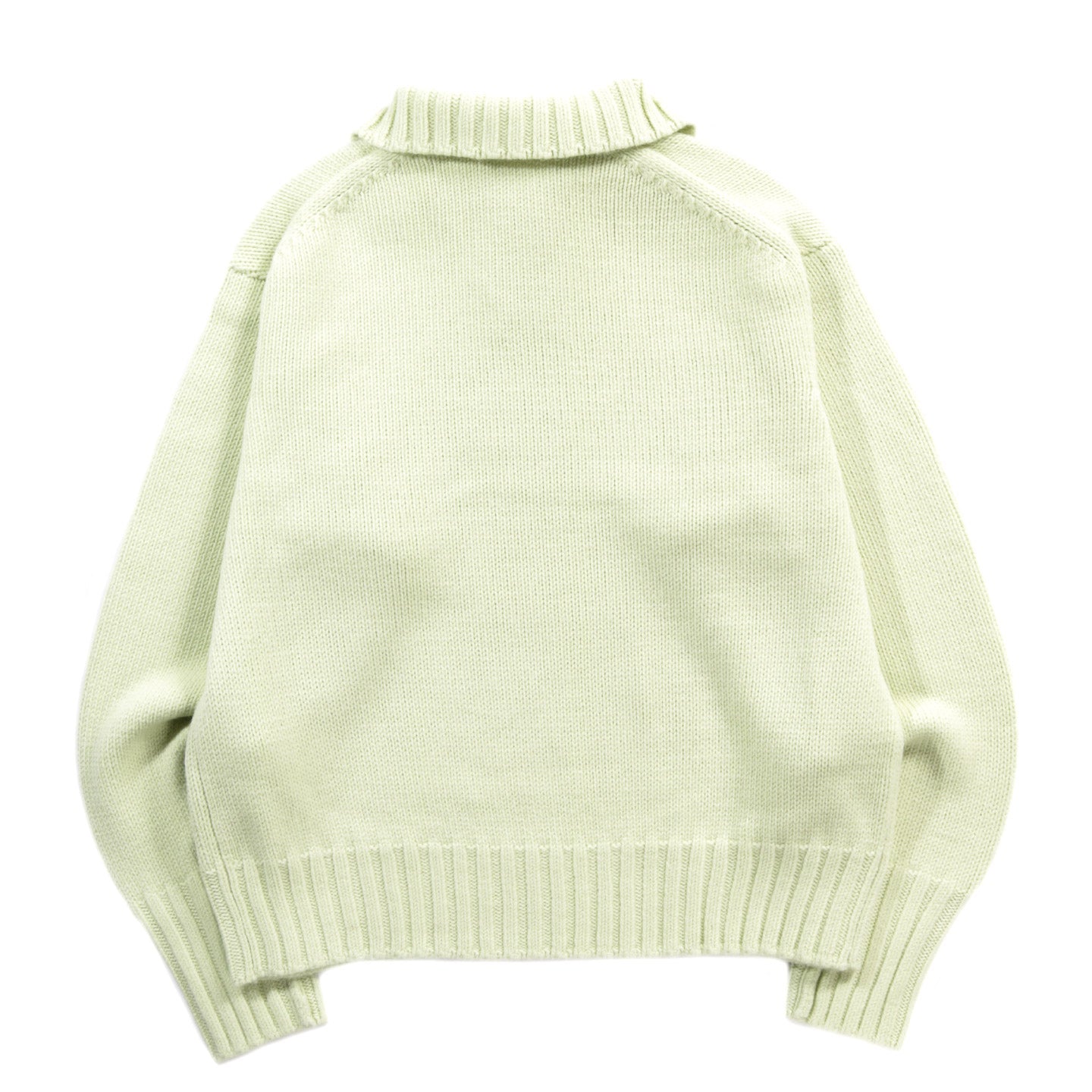 AURALEE WOOL SOFT CORD KNIT HALF ZIP PULLOVER LIGHT LIME