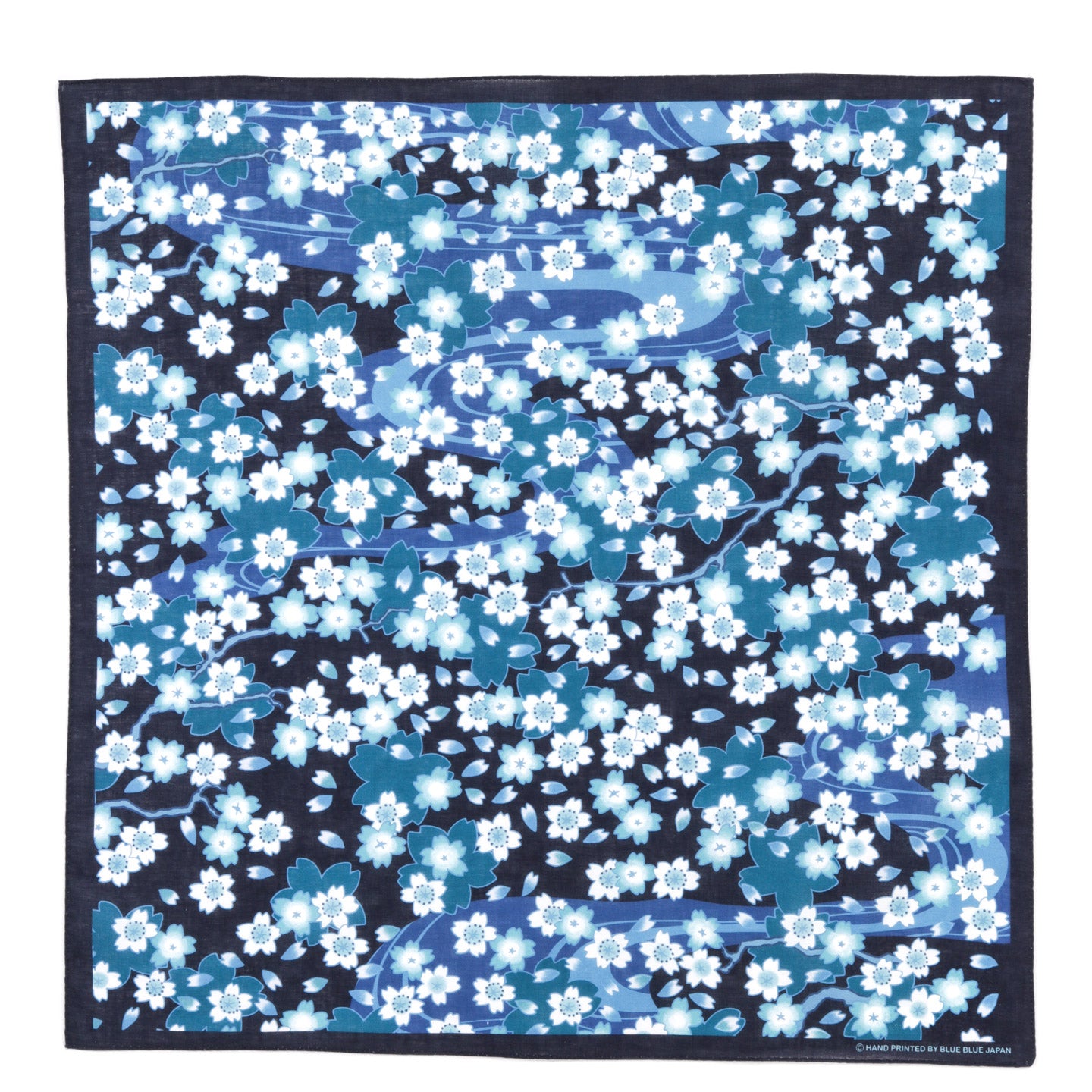 BLUE BLUE JAPAN NAGARE SAKURA BANDANA DARK NAVY