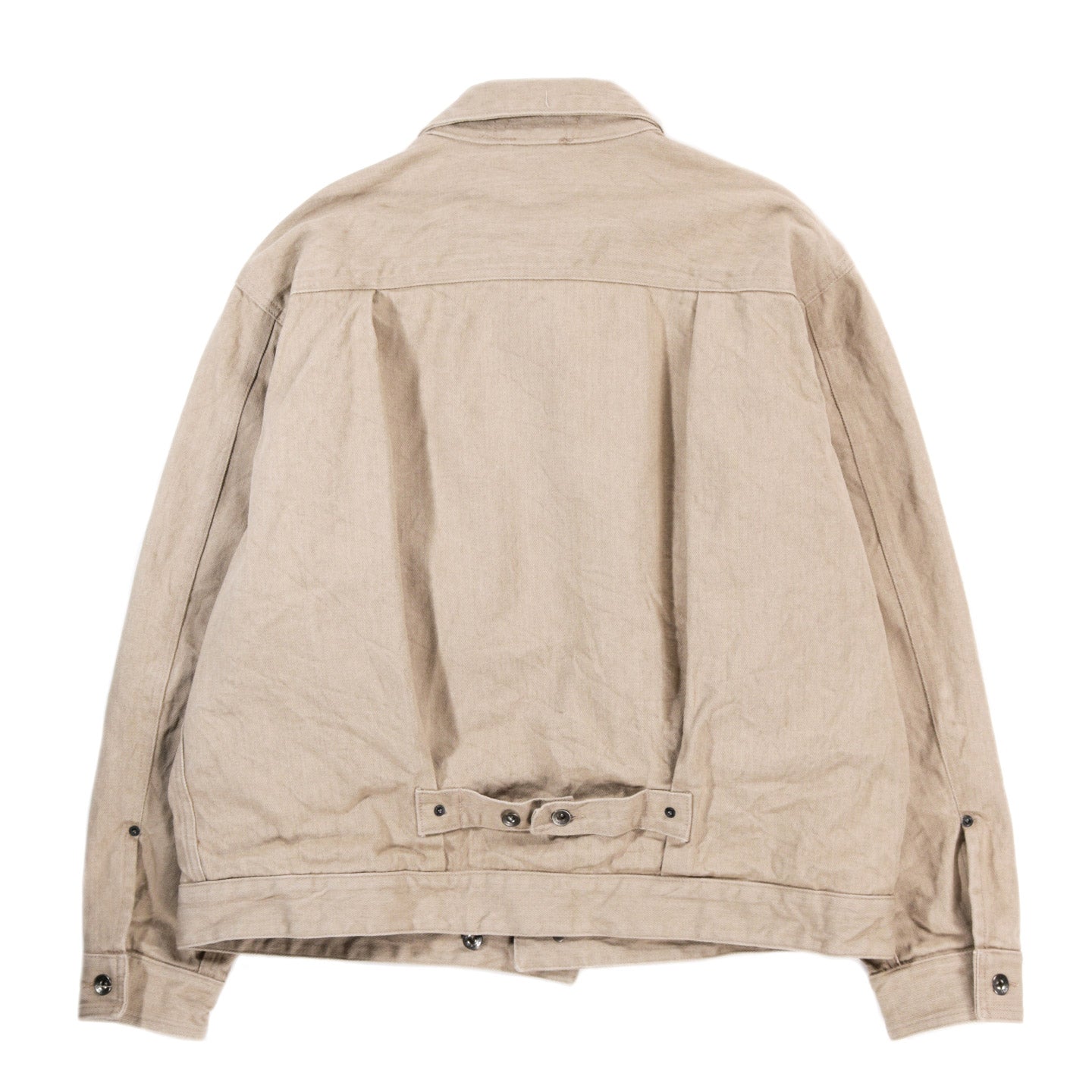 ENGINEERED GARMENTS TRUCKER JACKET KHAKI 13OZ BROKEN DENIM