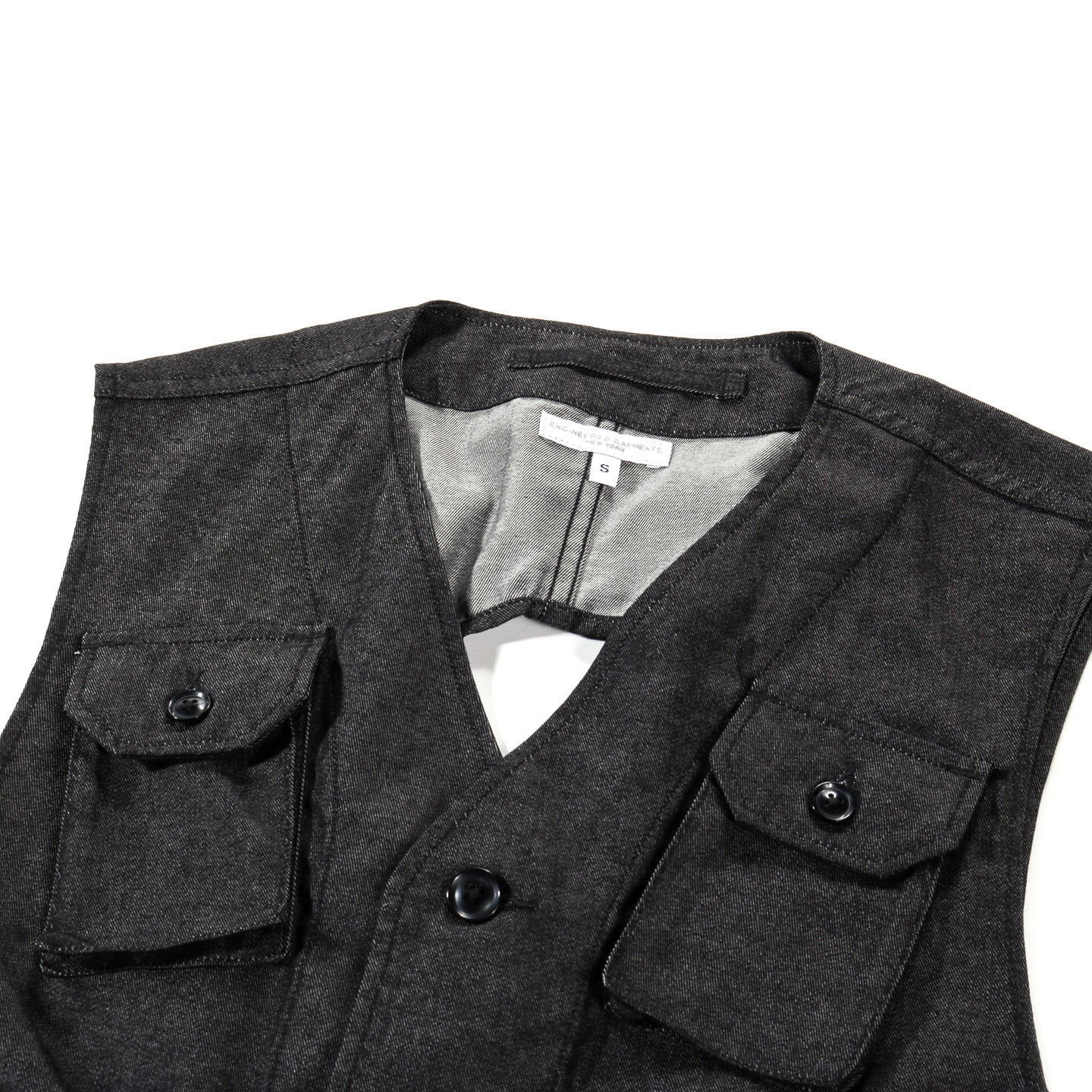 ENGINEERED GARMENTS C-1 VEST BLACK CP DENIM