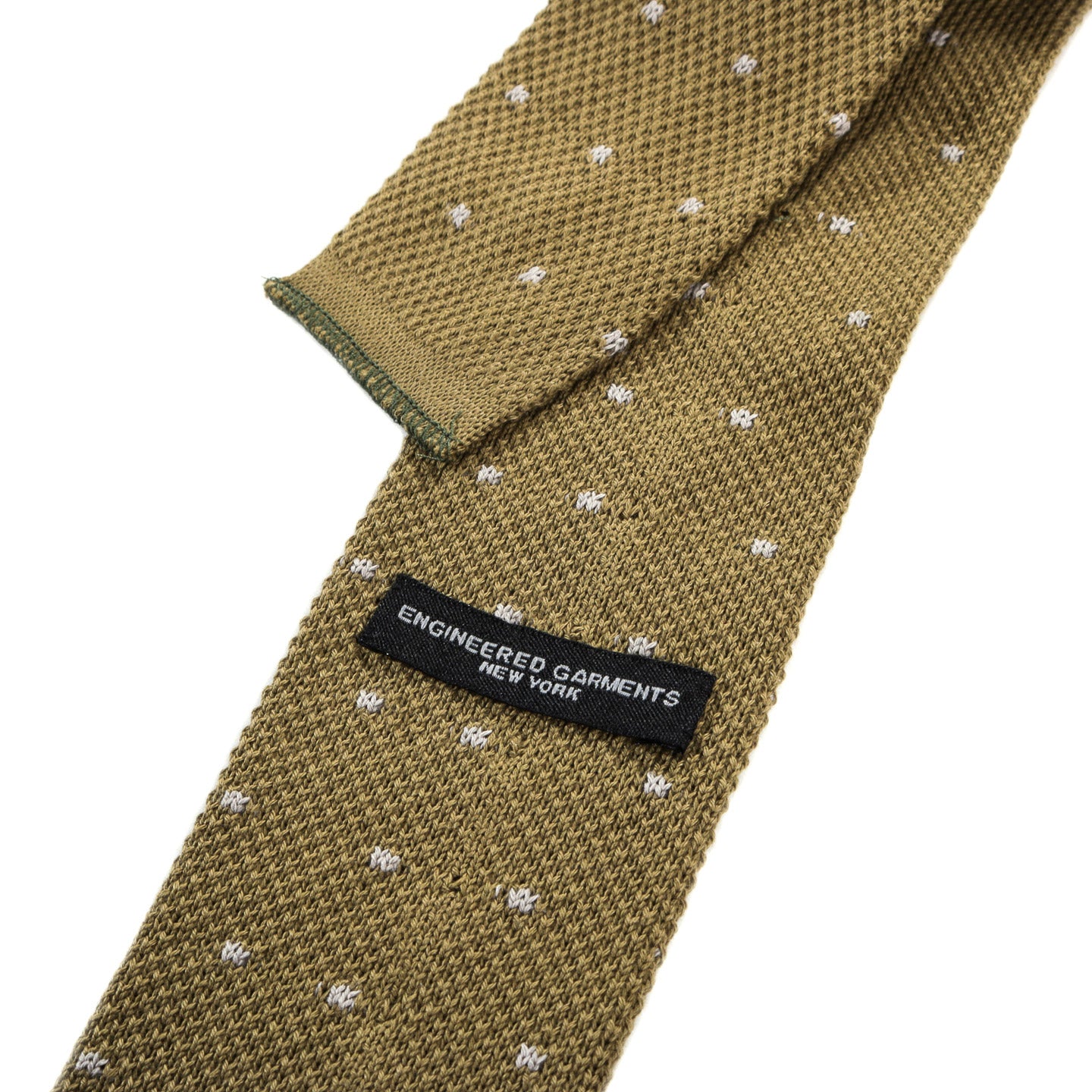 ENGINEERED GARMENTS KNIT TIE OLIVE POLKA DOT