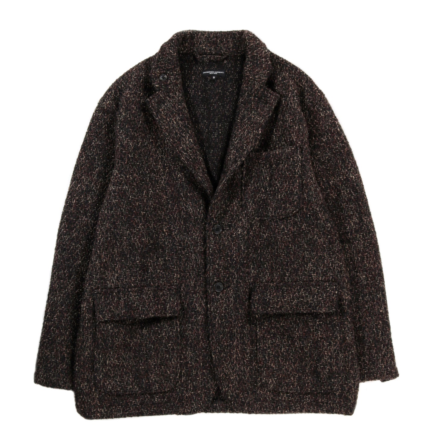 ENGINEERED GARMENTS LOITER JACKET DARK BROWN POLY WOOL TWEED