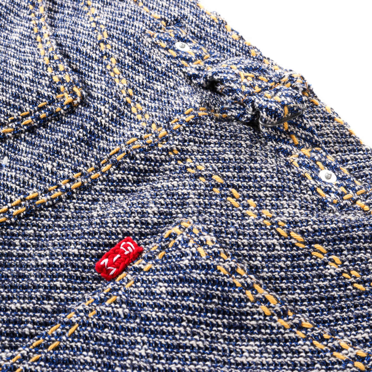 GIM CONTEXT HAND-STITCHED DENIM KNIT SHORTS BLUE