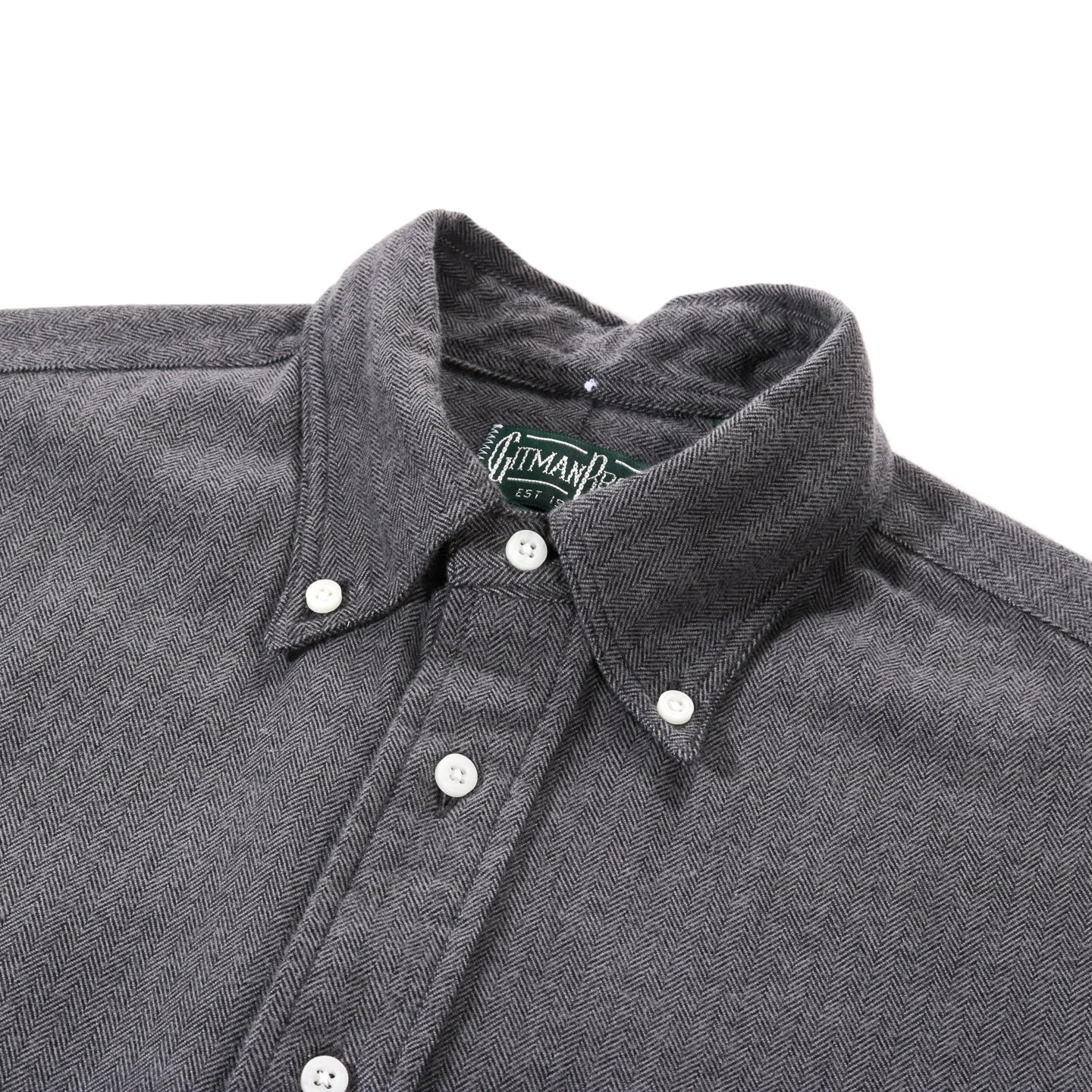 GITMAN VINTAGE BUTTON DOWN GREY SHETLAND FLANNEL