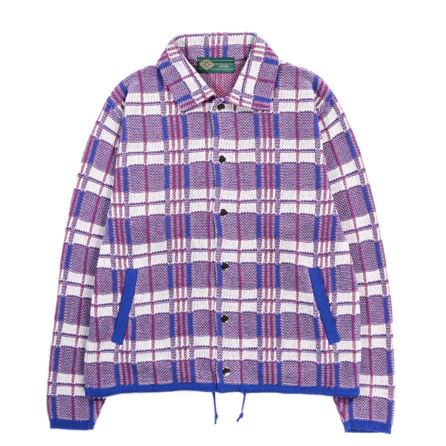 GIM CONTEXT LAUNDRY BAG CHECK STYLE KNIT BLOUSON BLUE