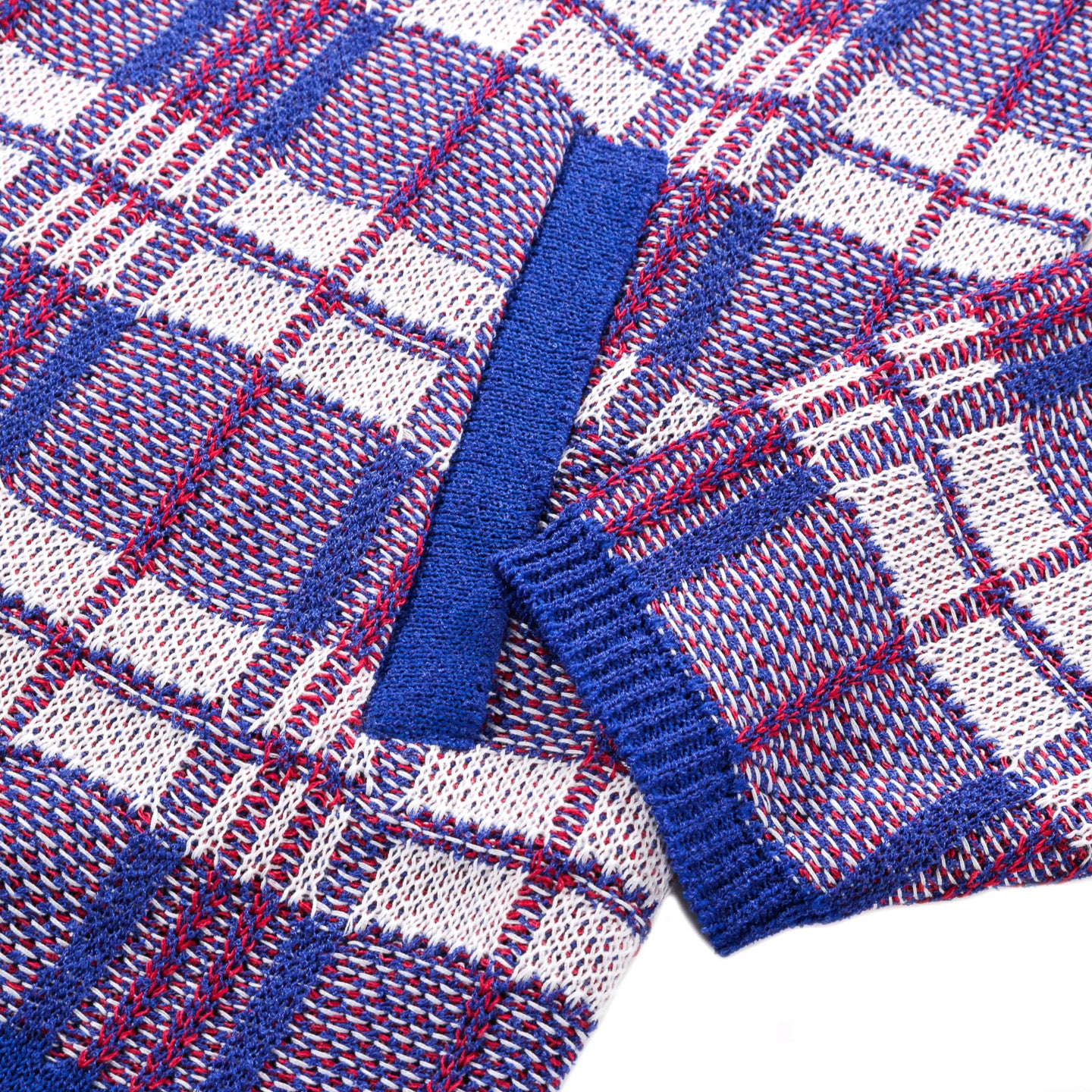 GIM CONTEXT LAUNDRY BAG CHECK STYLE KNIT BLOUSON BLUE