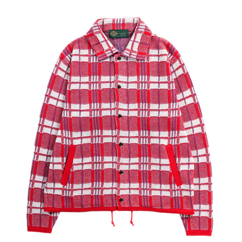 GIM CONTEXT LAUNDRY BAG CHECK STYLE KNIT BLOUSON RED