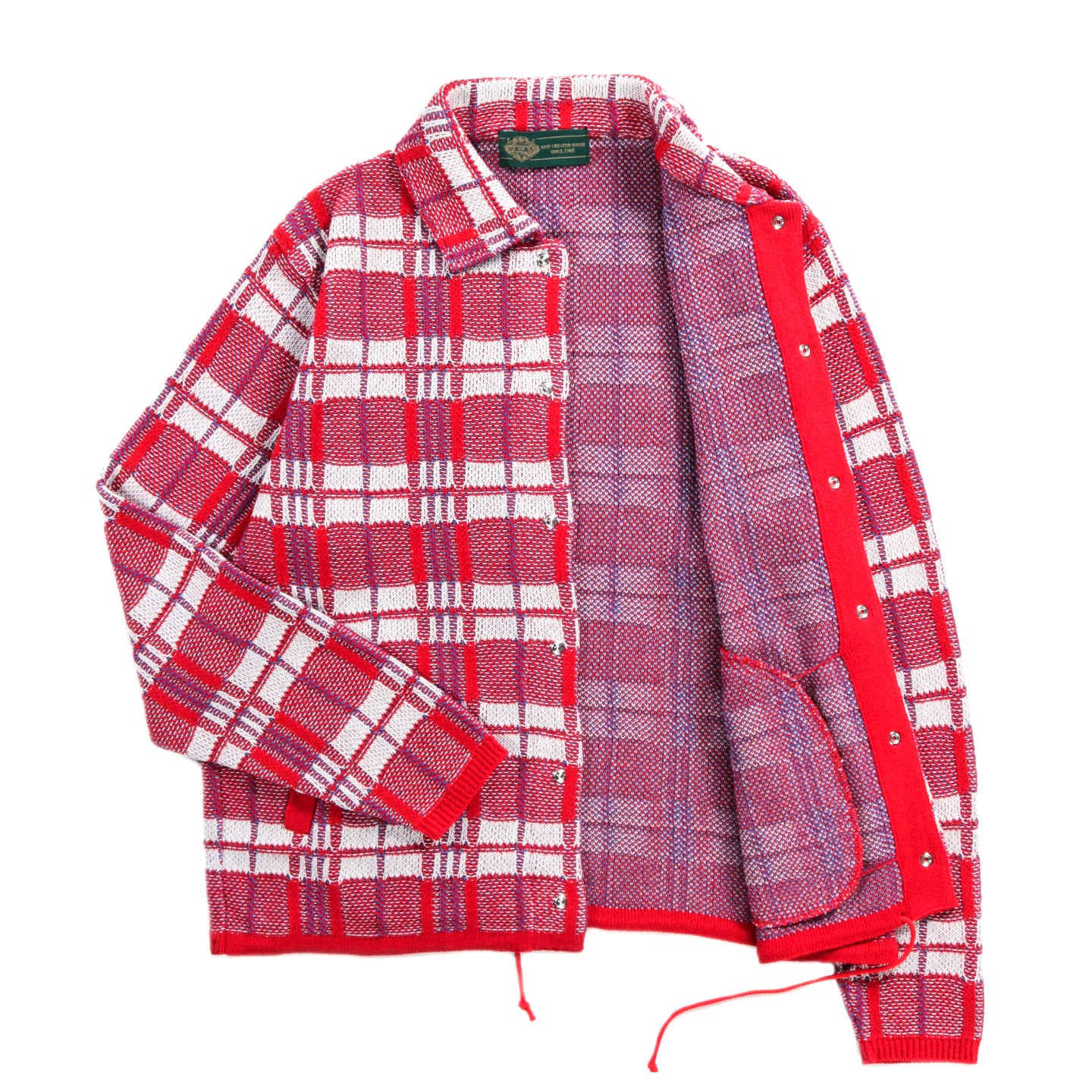 GIM CONTEXT LAUNDRY BAG CHECK STYLE KNIT BLOUSON RED