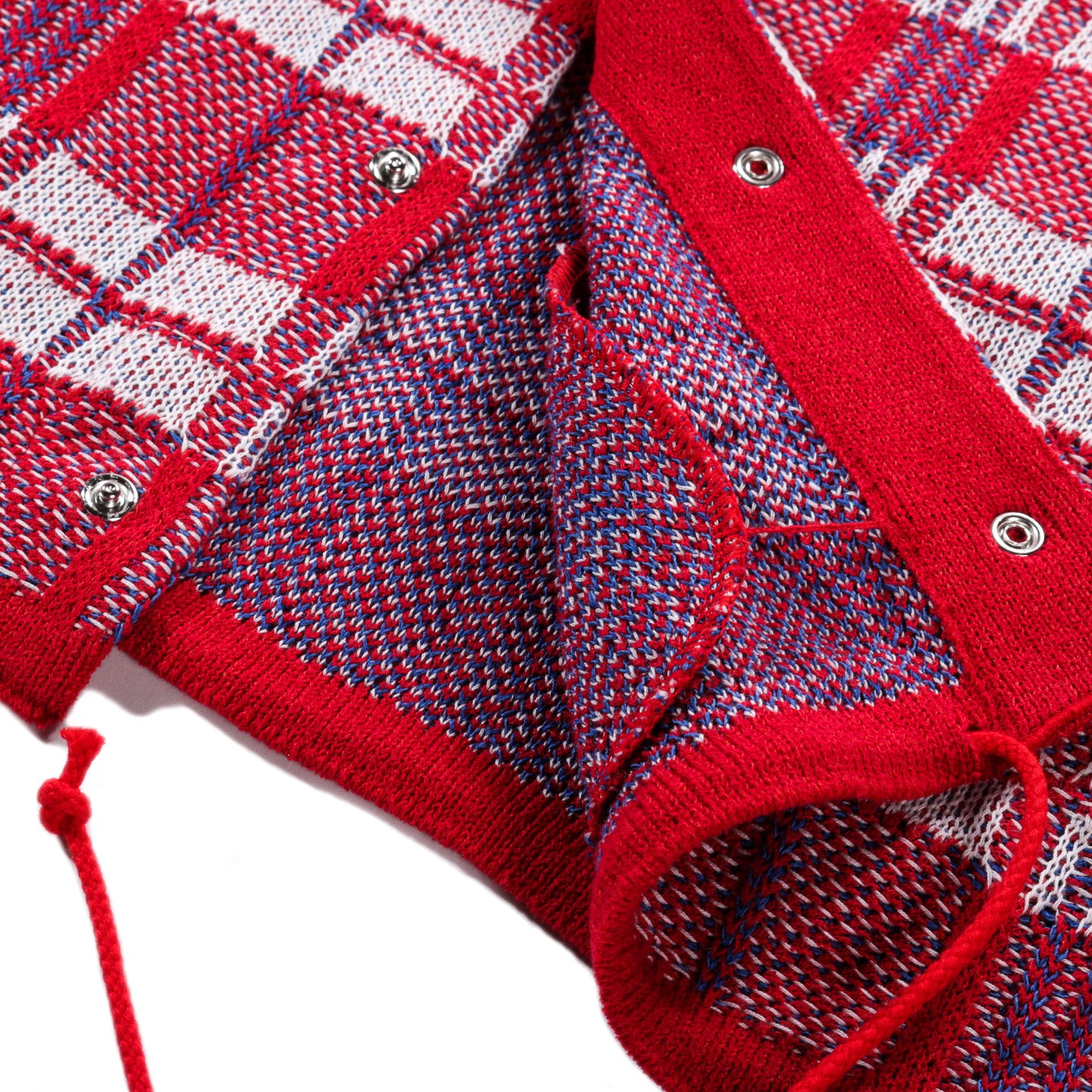 GIM CONTEXT LAUNDRY BAG CHECK STYLE KNIT BLOUSON RED