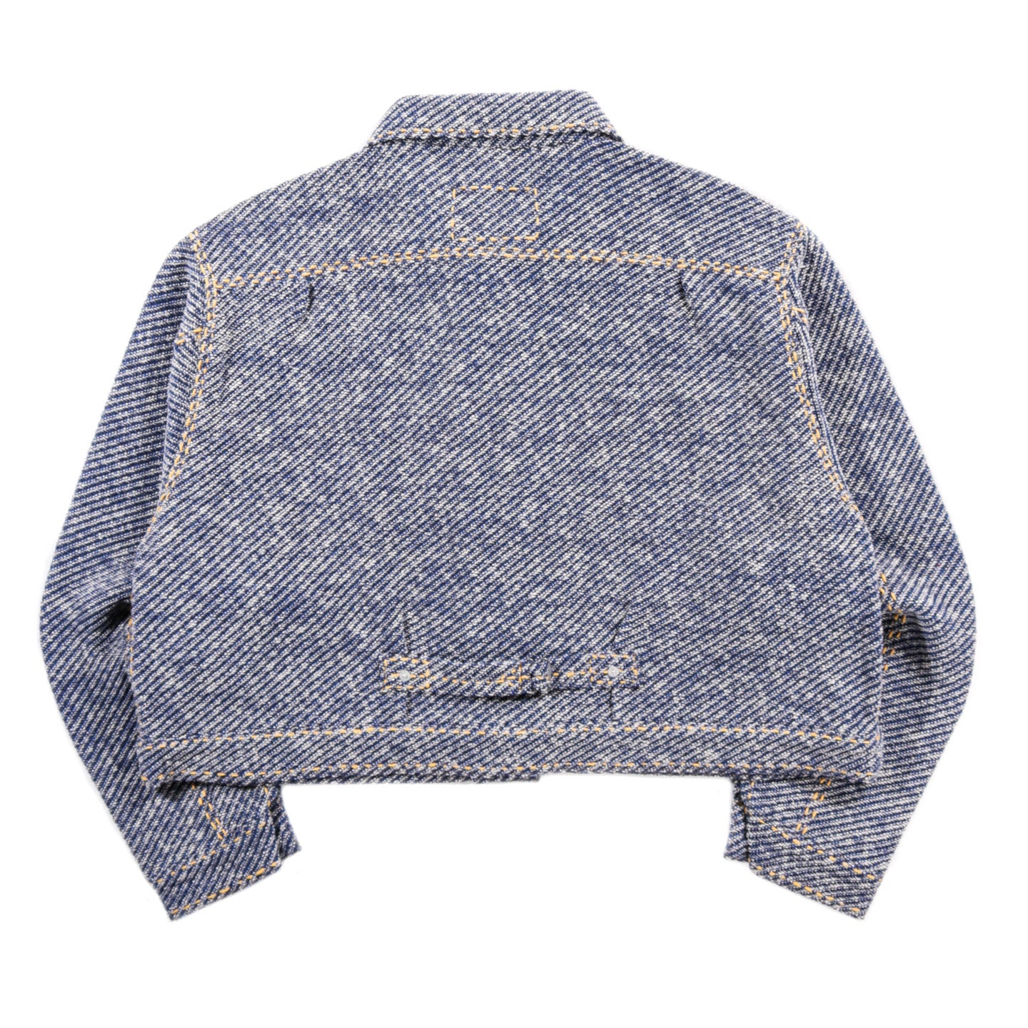 GIM CONTEXT HAND-STITCHED DAMAGED DENIM KNT JACKET BLUE