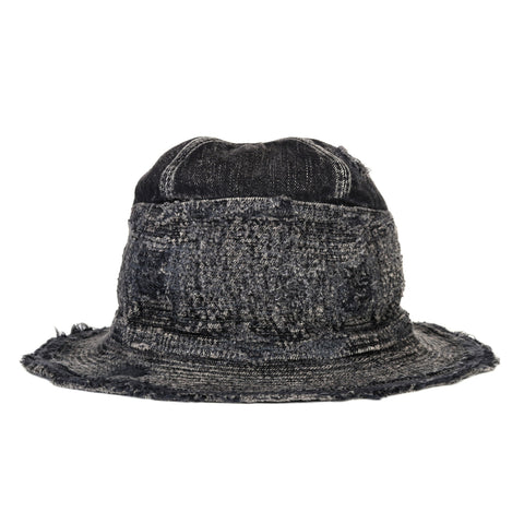 KAPITAL 11.5OZ DENIM THE OLD MAN AND THE SEA HAT CRASH REMAKE BLACK X BLACK