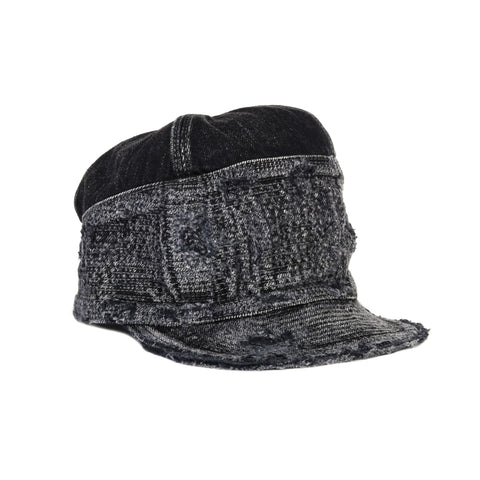 KAPITAL 11.5OZ DENIM THE OLD MAN AND THE SEA CAP CRASH REMAKE BLACK X BLACK