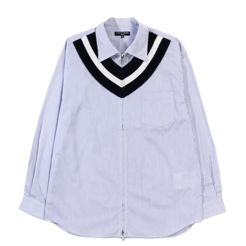 COMME DES GARCONS HOMME B003 ZIP SHIRT WHITE / NAVY