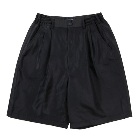 COMME DES GARCONS HOMME P002 PLEATED LINEN SHORTS BLACK