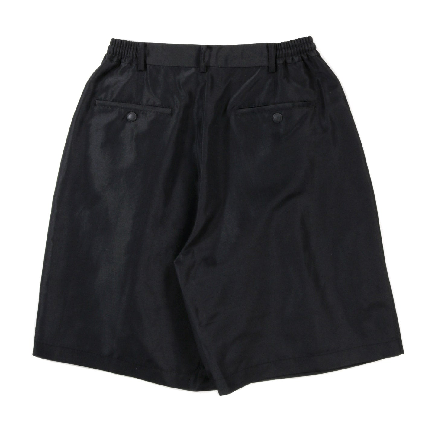 COMME DES GARCONS HOMME P002 PLEATED LINEN SHORTS BLACK