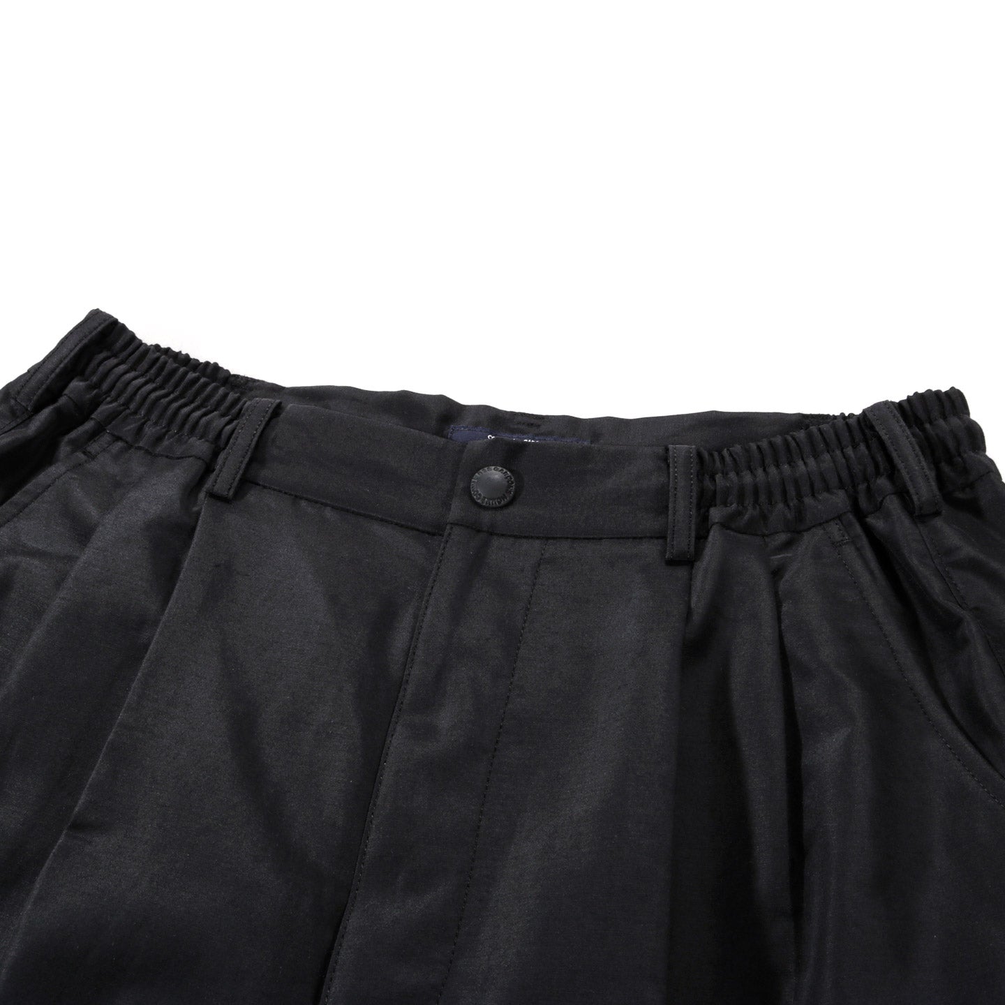 COMME DES GARCONS HOMME P002 PLEATED LINEN SHORTS BLACK