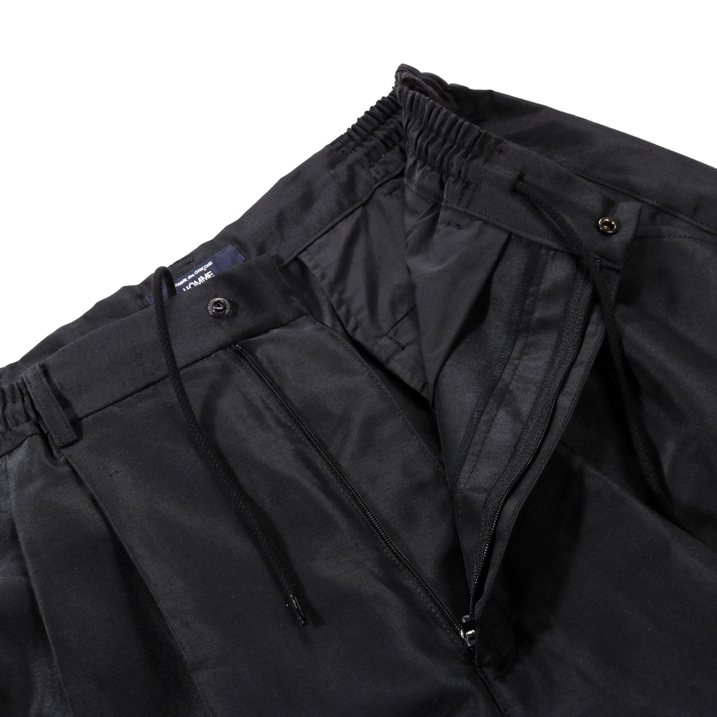 COMME DES GARCONS HOMME P002 PLEATED LINEN SHORTS BLACK