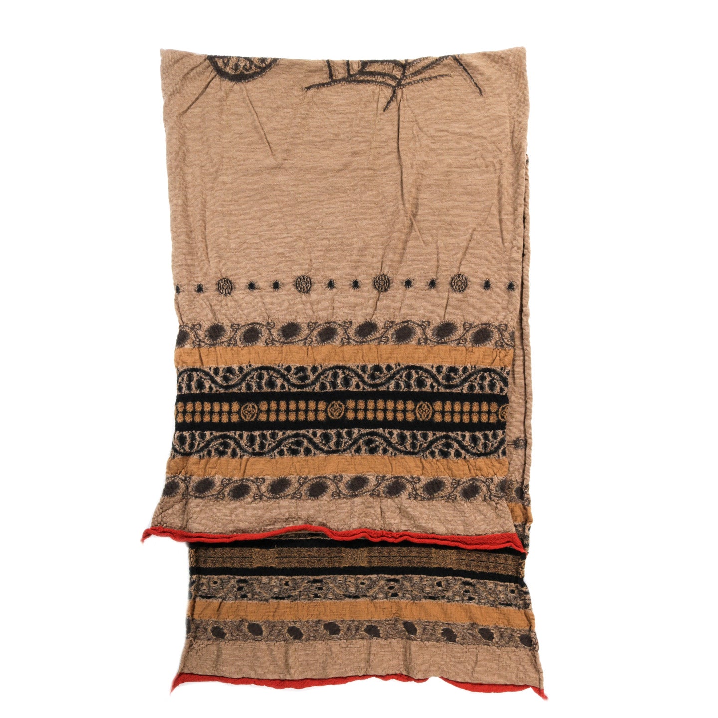 KAPITAL COMPRSSED WOOL SCARF COPTIC SKULL BEIGE