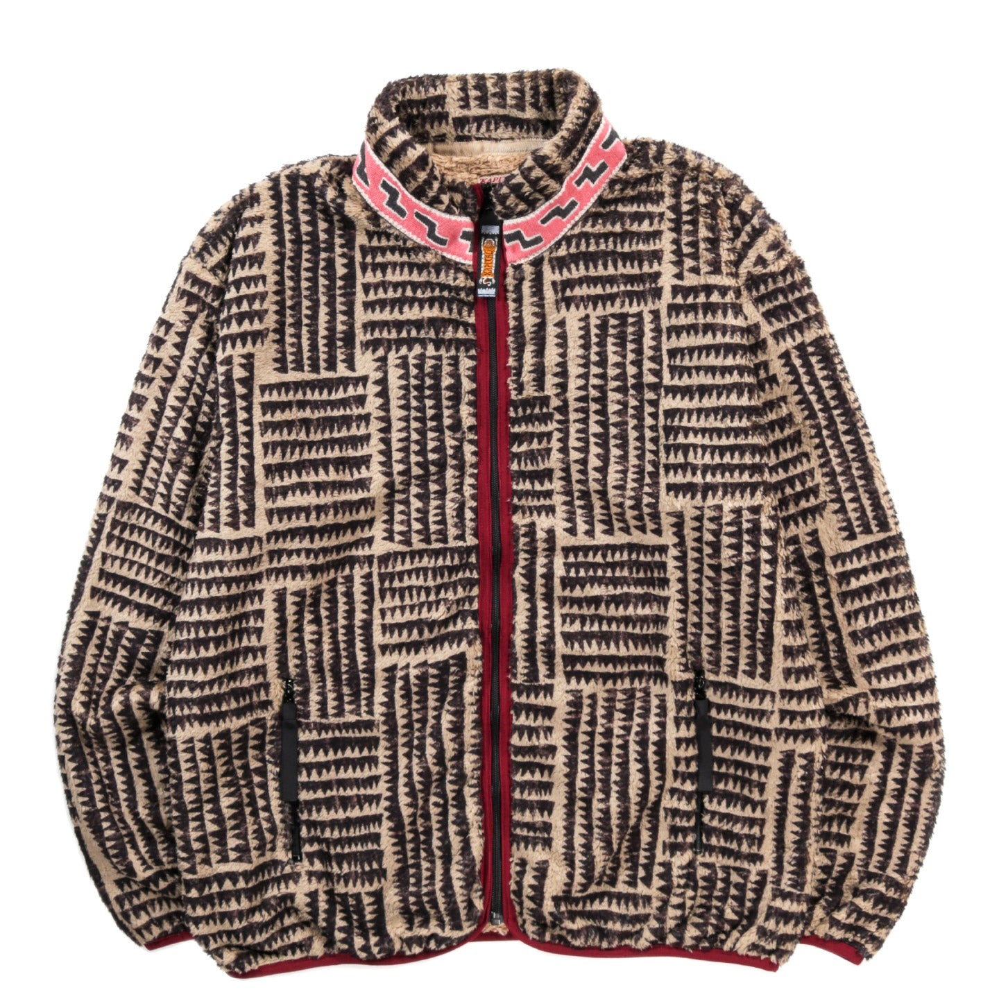 KAPITAL HACKSAW-BLOCK FLEECE ZIP BLOUSON BEIGE