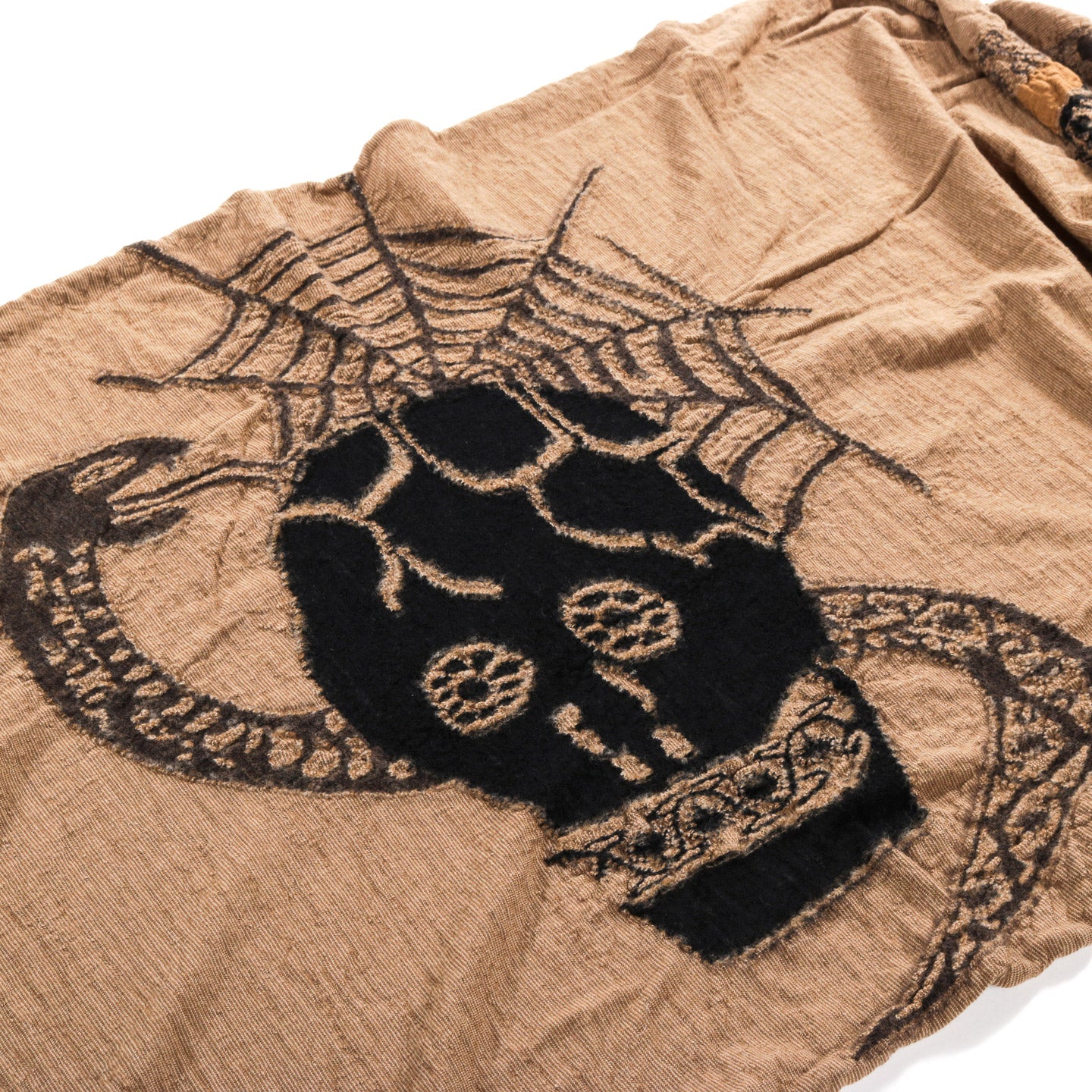 KAPITAL COMPRSSED WOOL SCARF COPTIC SKULL BEIGE