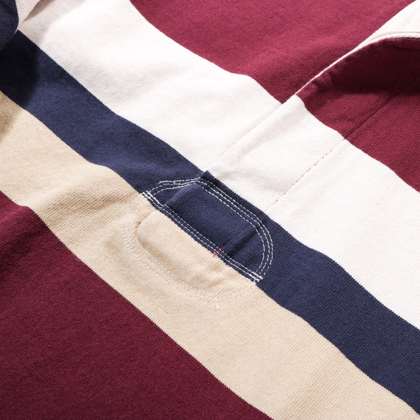 KAPITAL PANEL STRIPE JERSEY BIG RUGGER SHIRT BURGUNDY