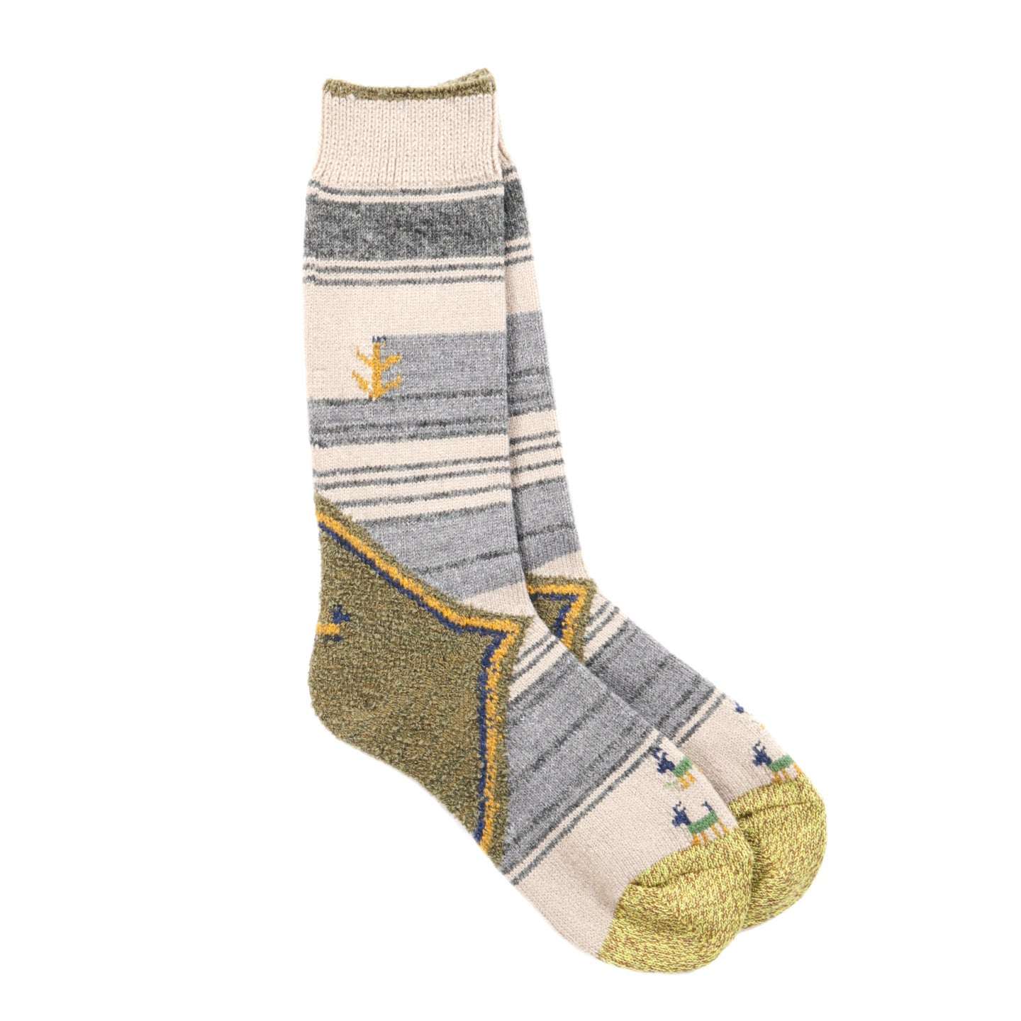 KAPITAL 96 YARNS WOOL GABBEH HEEL SOCKS BEIGE