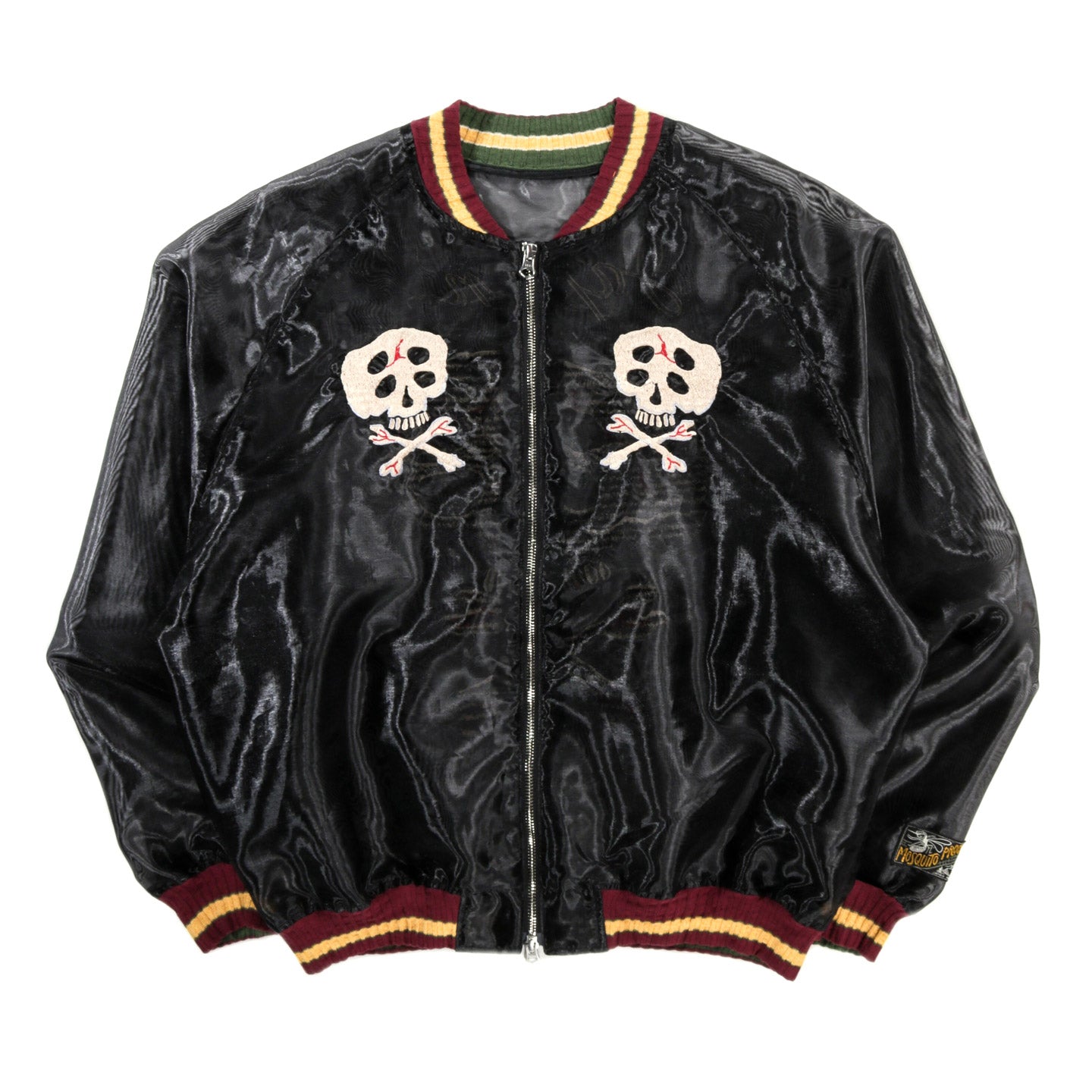 KAPITAL SHEER PEARL SOUVENIR JACKET RAIN SKULL BLACK