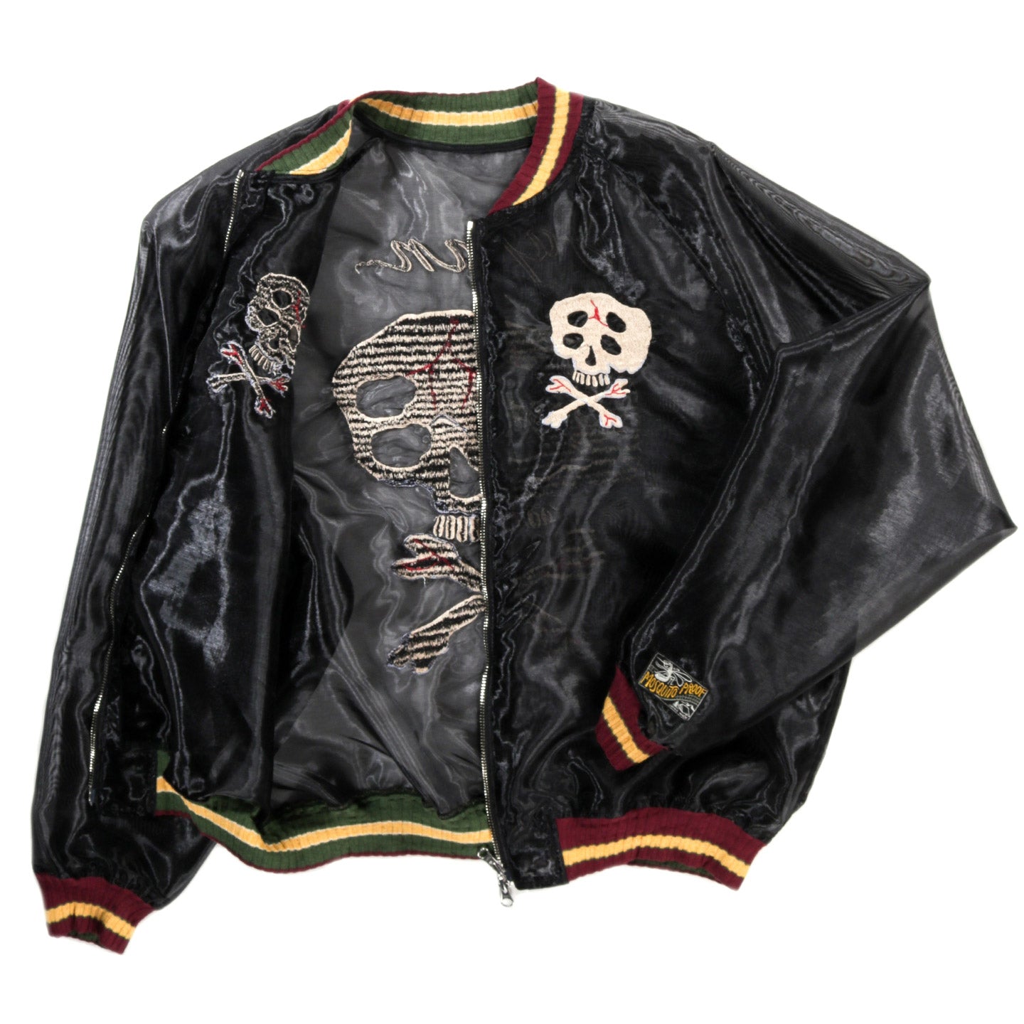 KAPITAL SHEER PEARL SOUVENIR JACKET RAIN SKULL BLACK