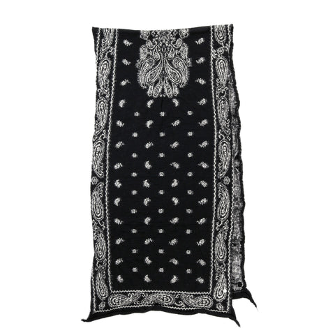 KAPITAL COMPRESSED WOOL SCARF PAISLEY BANDANA BLACK