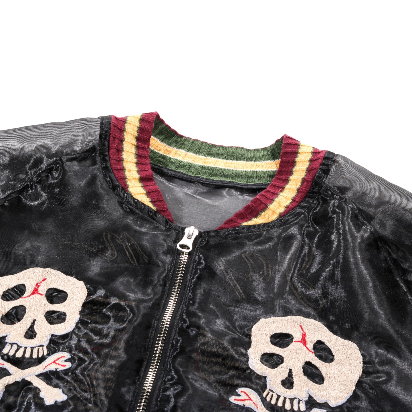 KAPITAL SHEER PEARL SOUVENIR JACKET RAIN SKULL BLACK