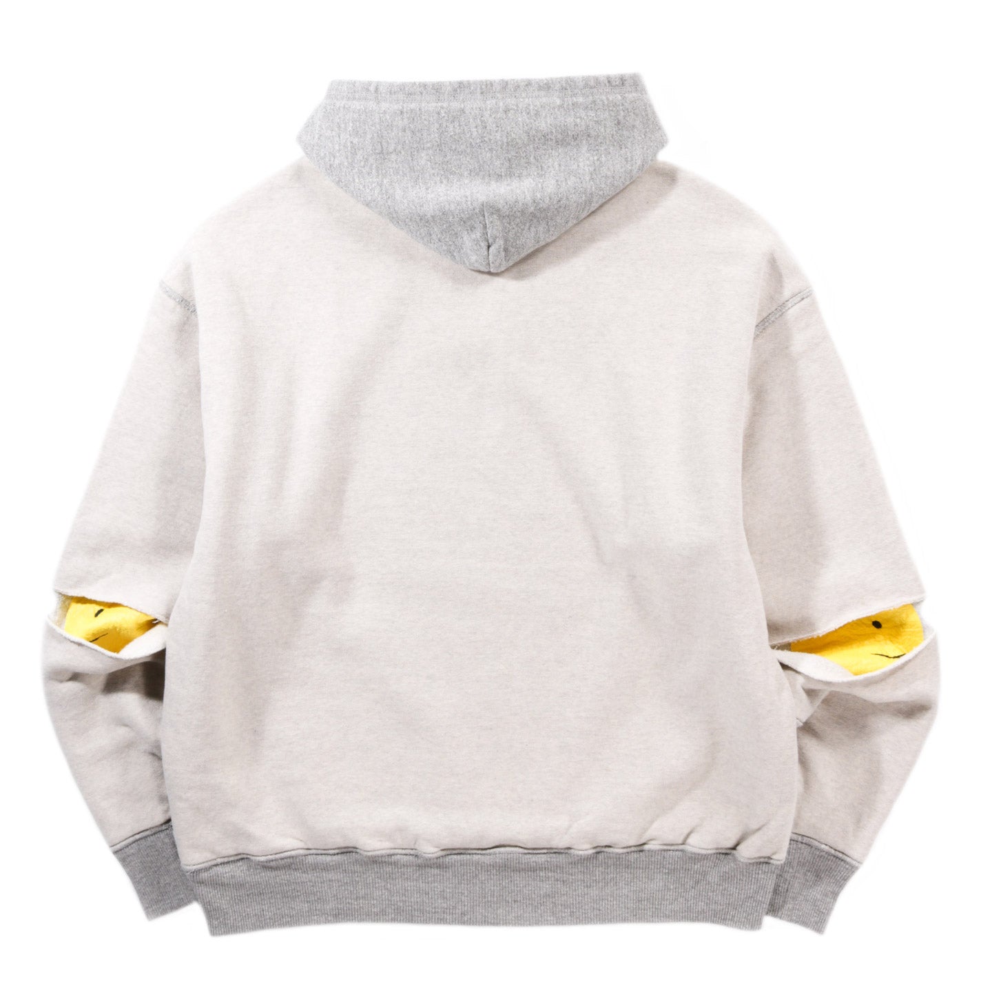 KAPITAL REVERSIBLE ELBOW RIP HOODIE ECRU X GRAY