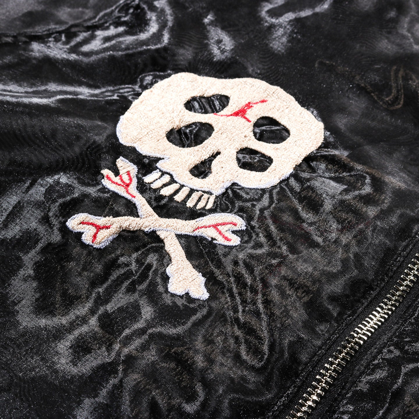 KAPITAL SHEER PEARL SOUVENIR JACKET RAIN SKULL BLACK