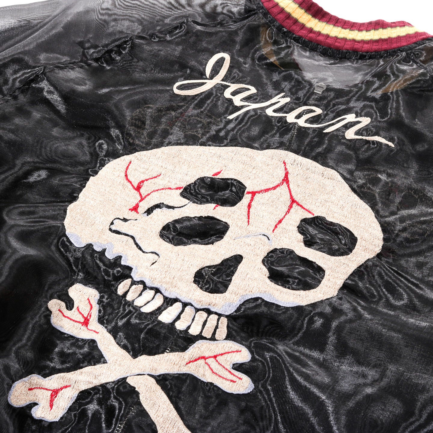 KAPITAL SHEER PEARL SOUVENIR JACKET RAIN SKULL BLACK