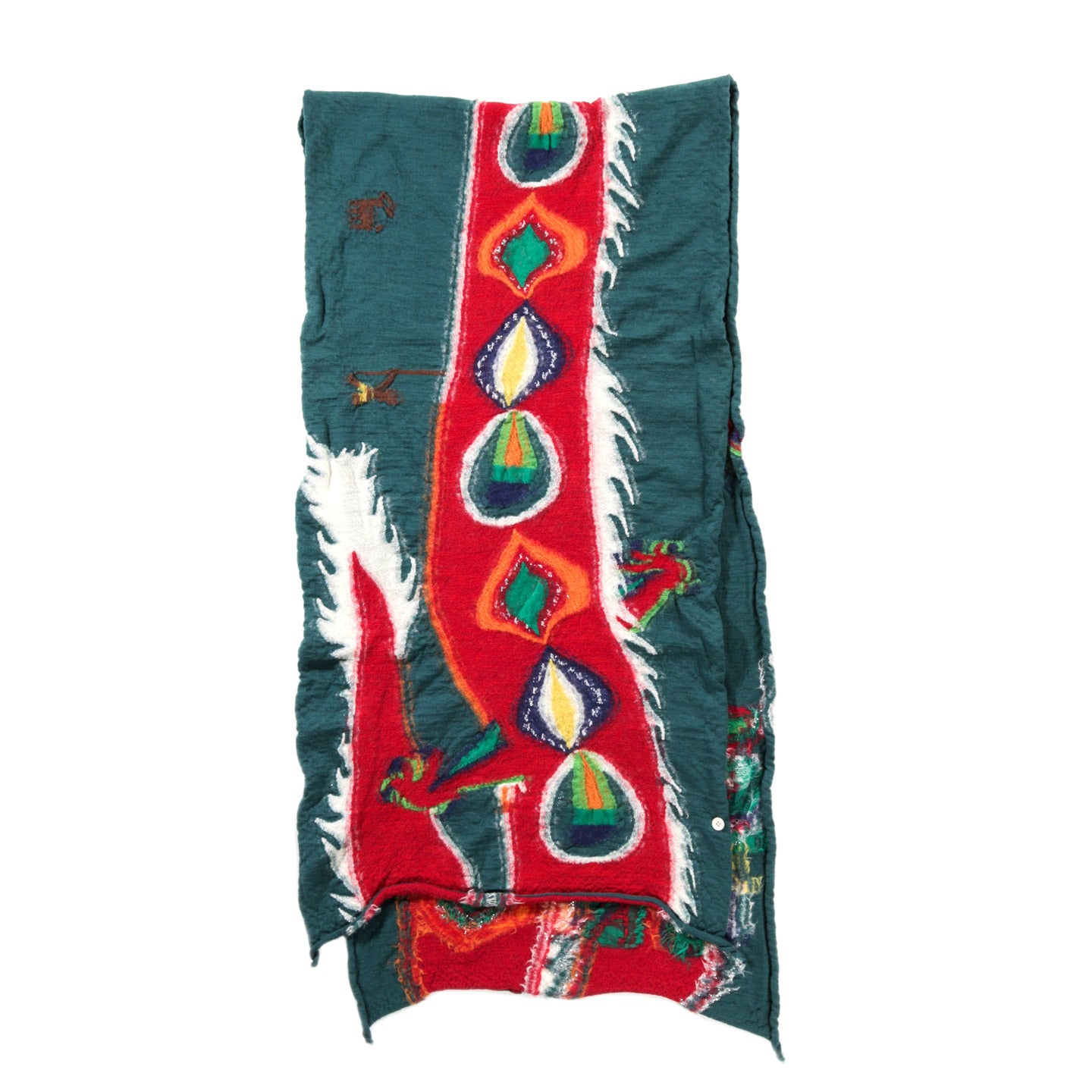 KAPITAL COMPRESSED WOOL HAPPY SCARF DRAGON DANCE TURQUOISE