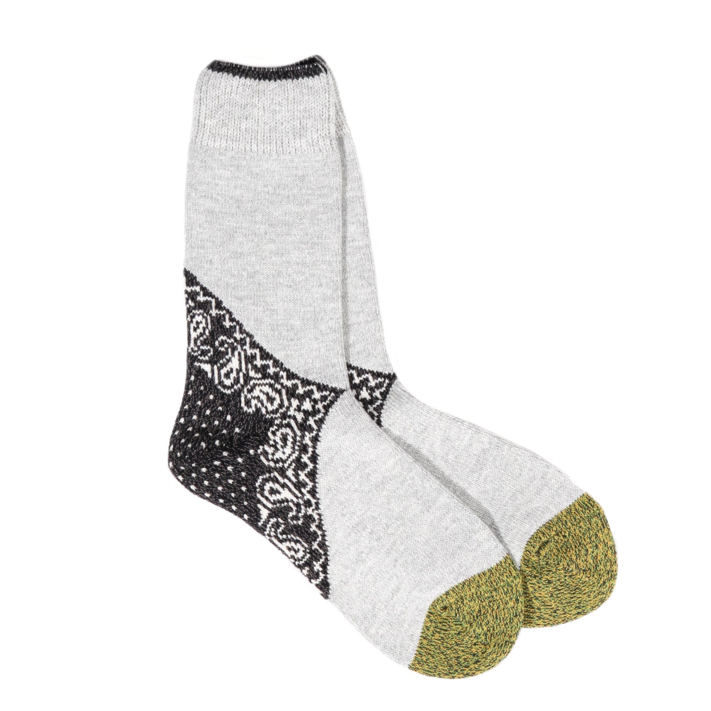 KAPITAL 96 YARNS HEEL PAISLEY BANDANA SOCKS BLACK