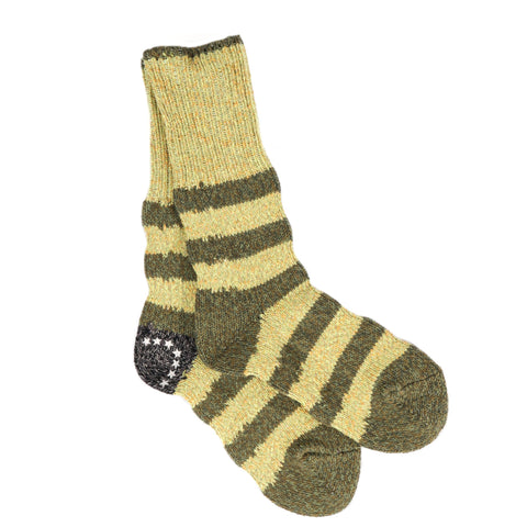 KAPITAL 56 YARNS FLAG STRIPE SOCKS KHAKI