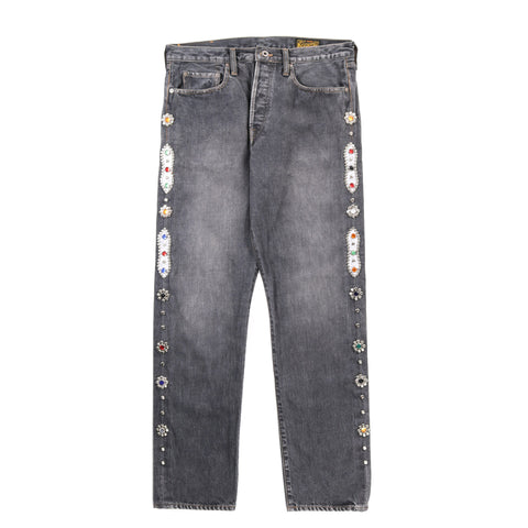 KAPITAL 14OZ DENIM 5P MONKEY CISCO STUDS BLACK