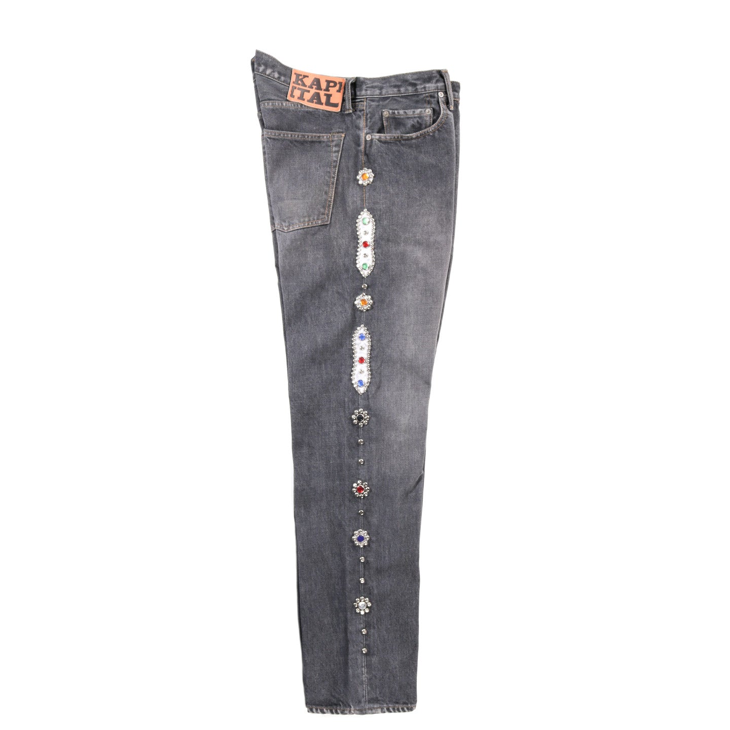 KAPITAL 14OZ DENIM 5P MONKEY CISCO STUDS BLACK