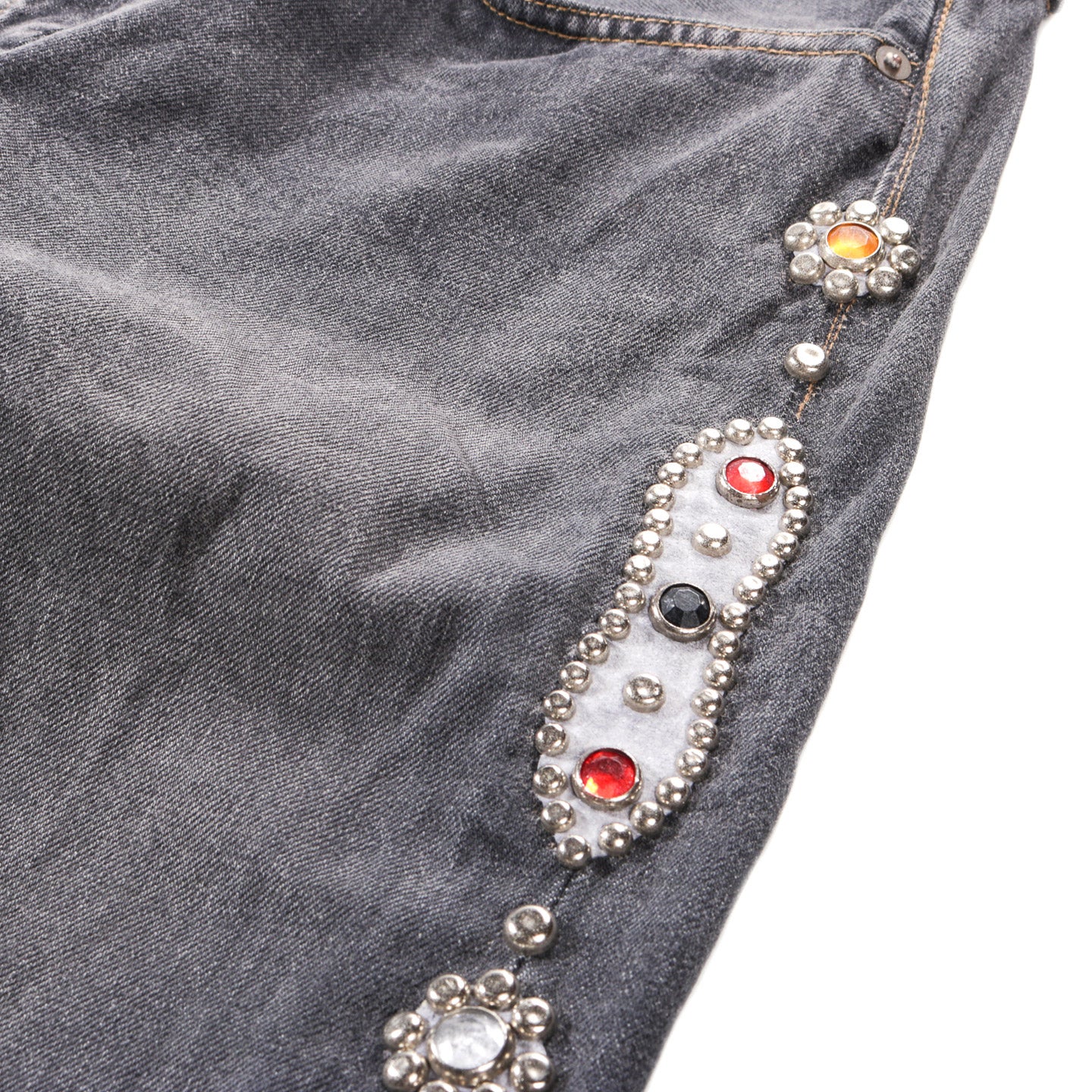 KAPITAL 14OZ DENIM 5P MONKEY CISCO STUDS BLACK