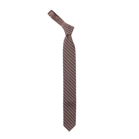 MFPEN FORMAL TIE BROWN GREY STRIPE SILK