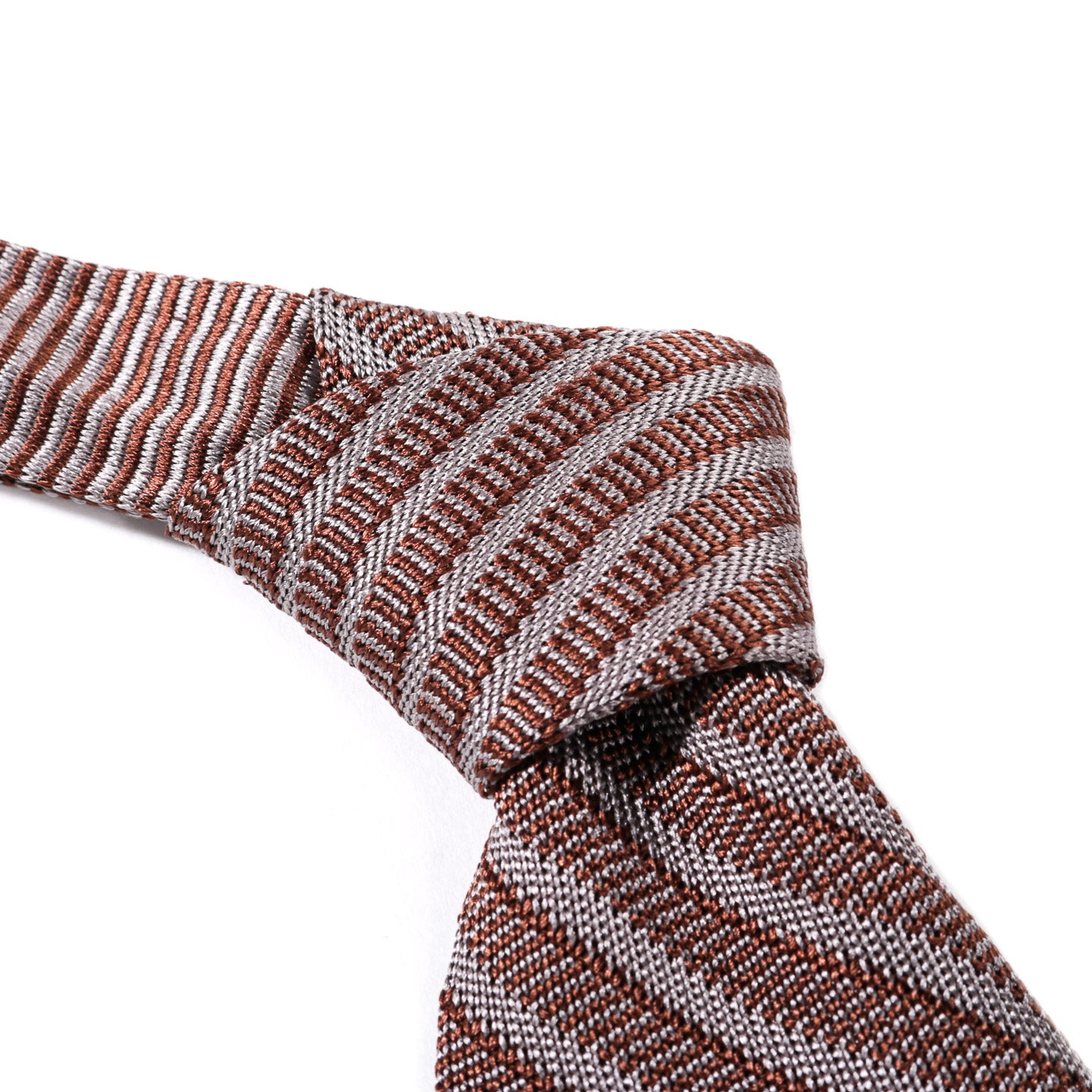 MFPEN FORMAL TIE BROWN GREY STRIPE SILK